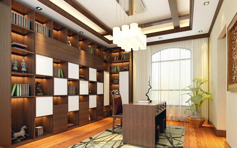 全鋁書柜-02（風(fēng)格：中式；顏色：胡桃木暖白）