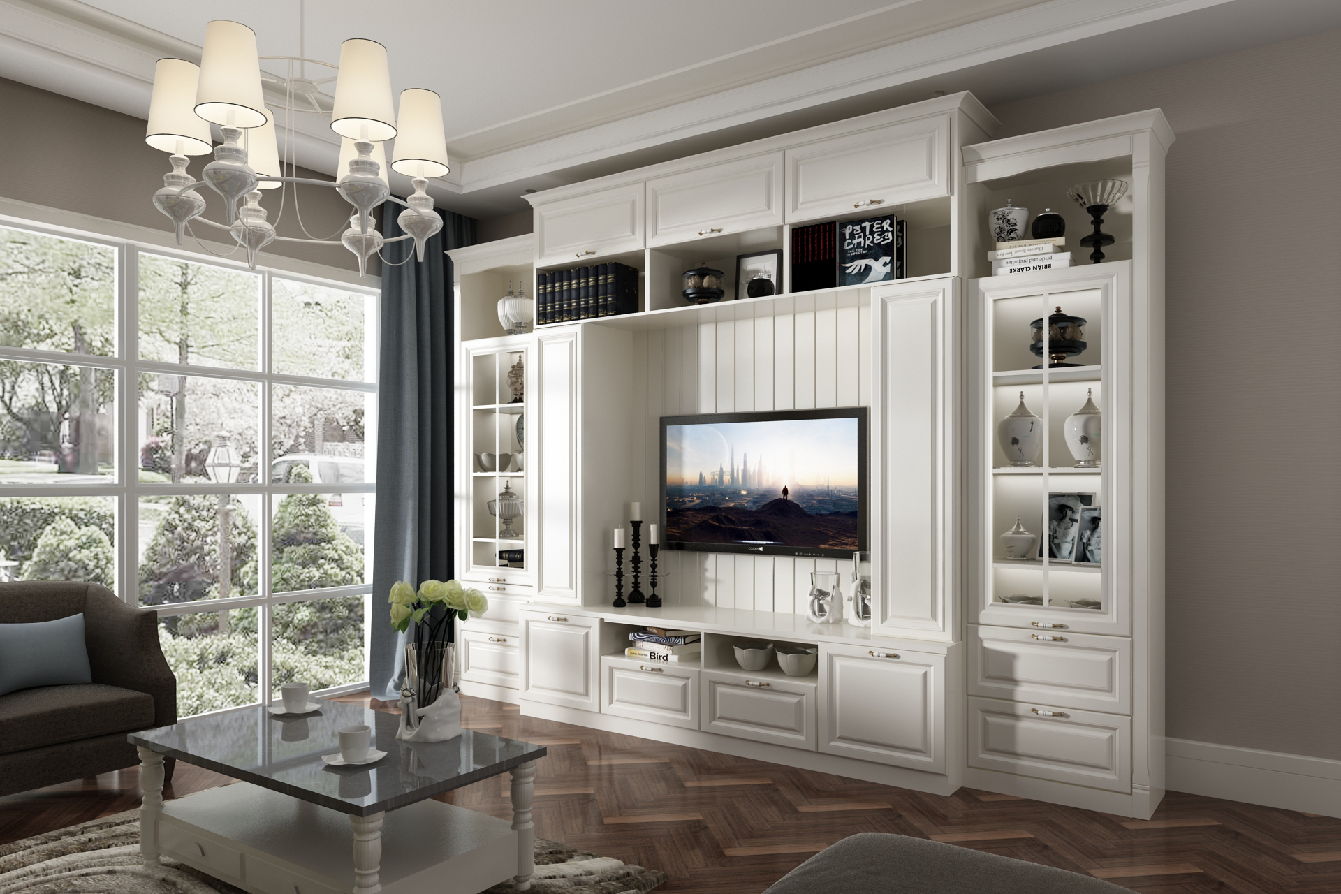 全鋁電視柜-02（風(fēng)格：簡歐；顏色：黃橡）